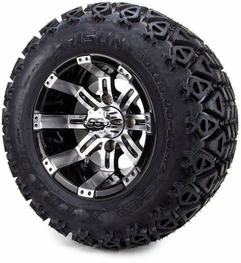 10" TEMPEST MACHINED/BLACK - 22x10.00-10 All-Terrain TIRES AND WHEELS COMBO (SET OF 4)