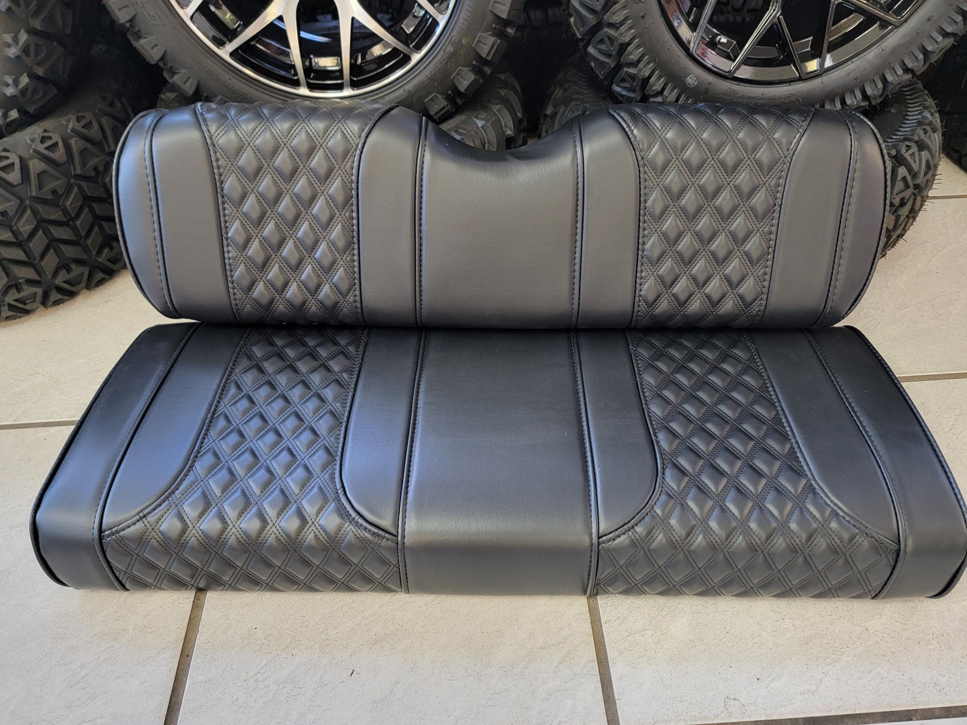 Denali Diamond Stich Seats Black with Black pipe fits (Ezgo) Txt & Rxv Golf Carts