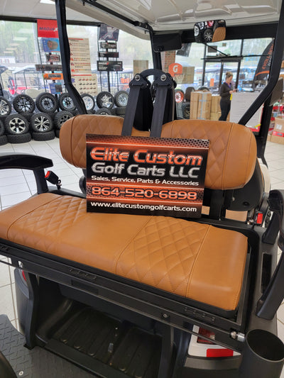 Bintelli Golf Cart Custom Diamond Stich Peanut Butter Brown Seat Covers