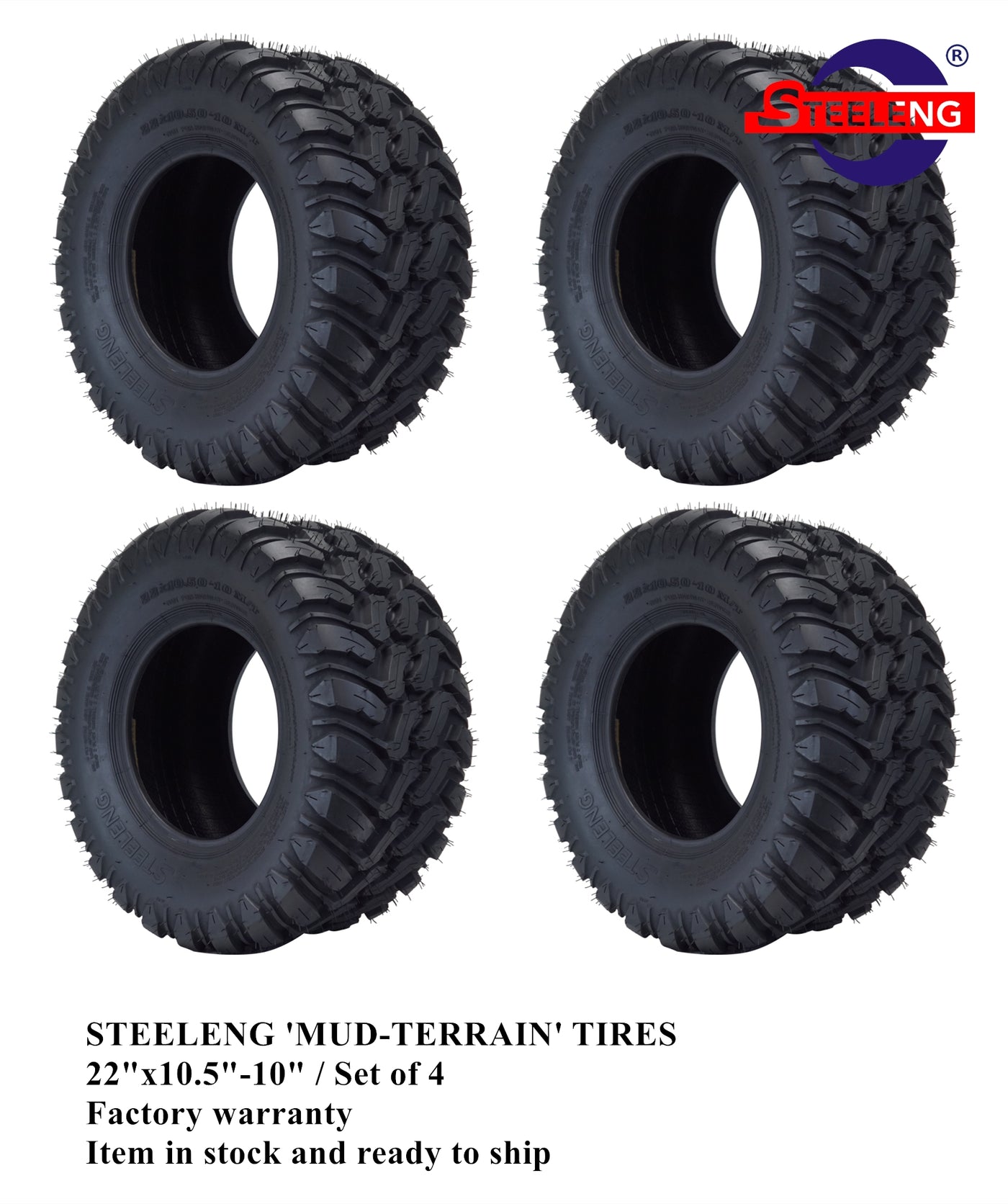 STEELENG 22″x10.5″-10″ DOT Mud-Terrain / All-Terrain Tires (Set of 4)