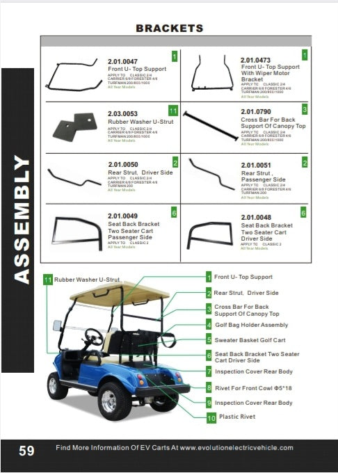 Windshield & Roof Brackets Carrier, Classic, Forester, Turfman
