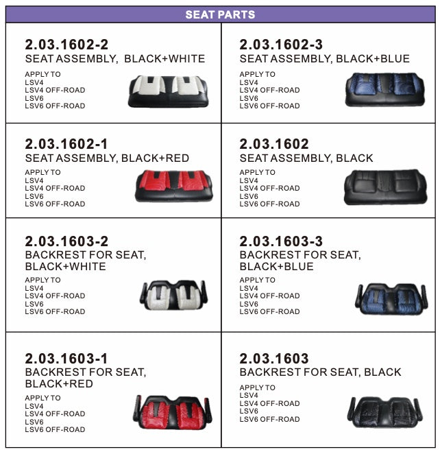 Evolution D5 Seat Parts