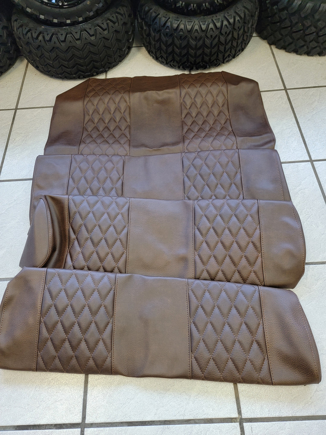 CLUB CAR PRECEDENT CUSTOM DIAMOND STICH CHOCOLATE BROWN SEAT COVERS