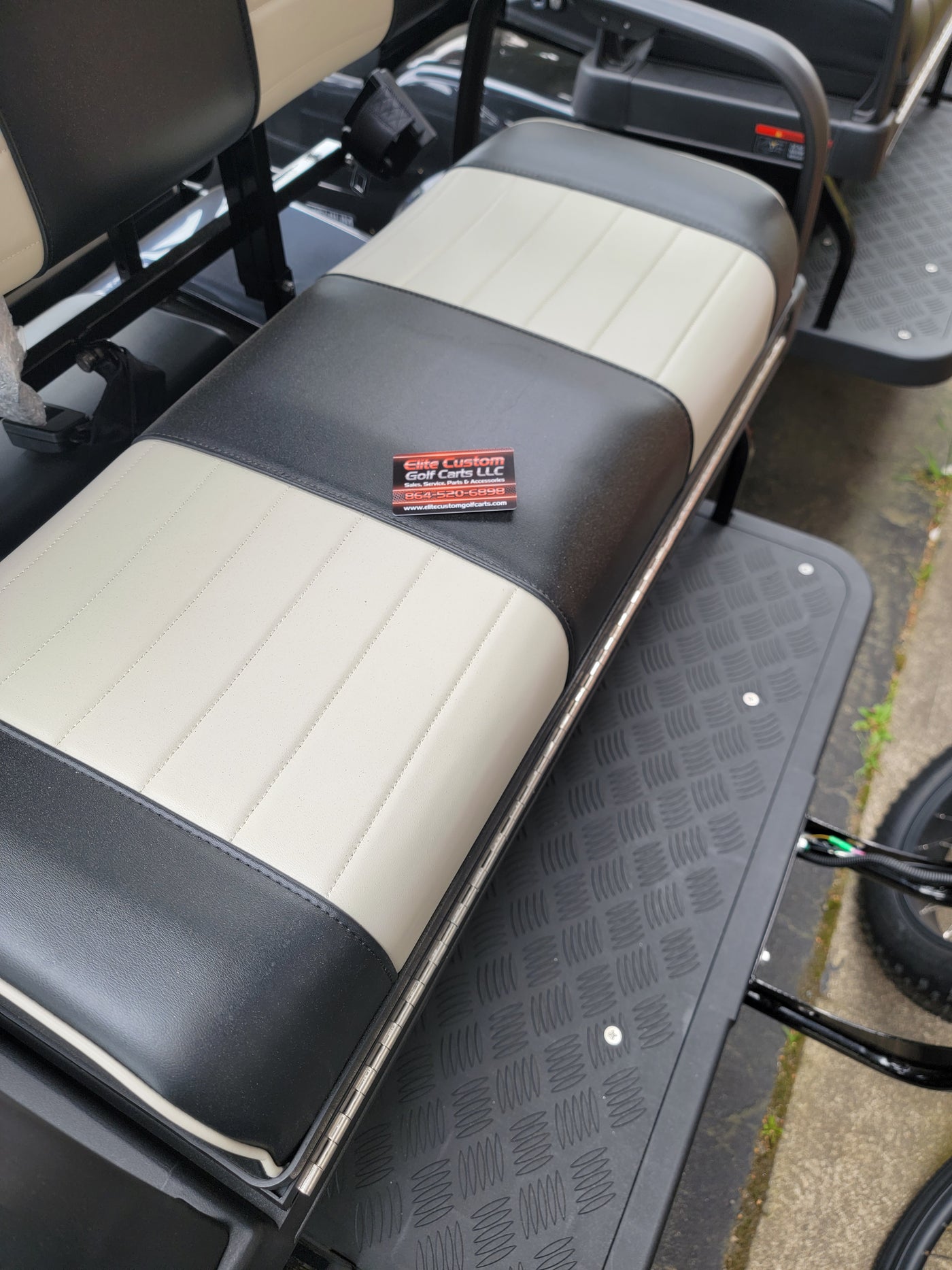 Evolution Golf Cart Seat Cushions Black with White Stripe