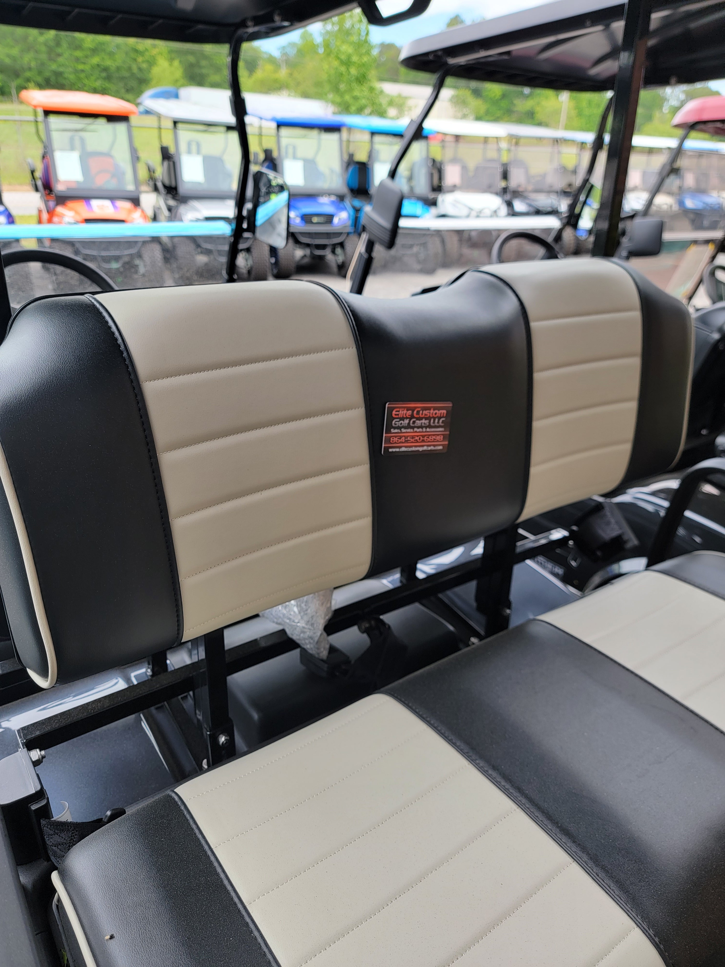 Evolution Golf Cart Seat Cushions Black with White Stripe Elite