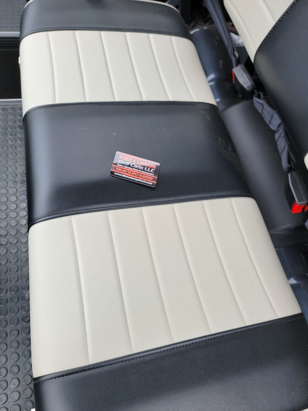 Evolution Golf Cart Front Seat Cushions Black with White Stripe