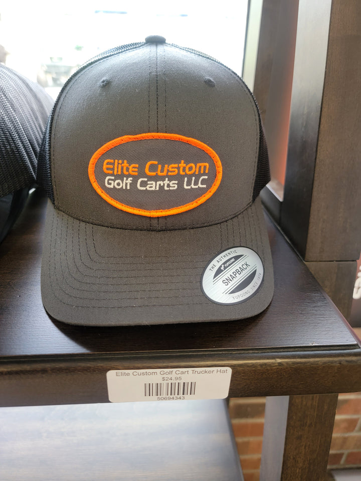 Elite Custom Golf Cart Patch Trucker Hat Gray