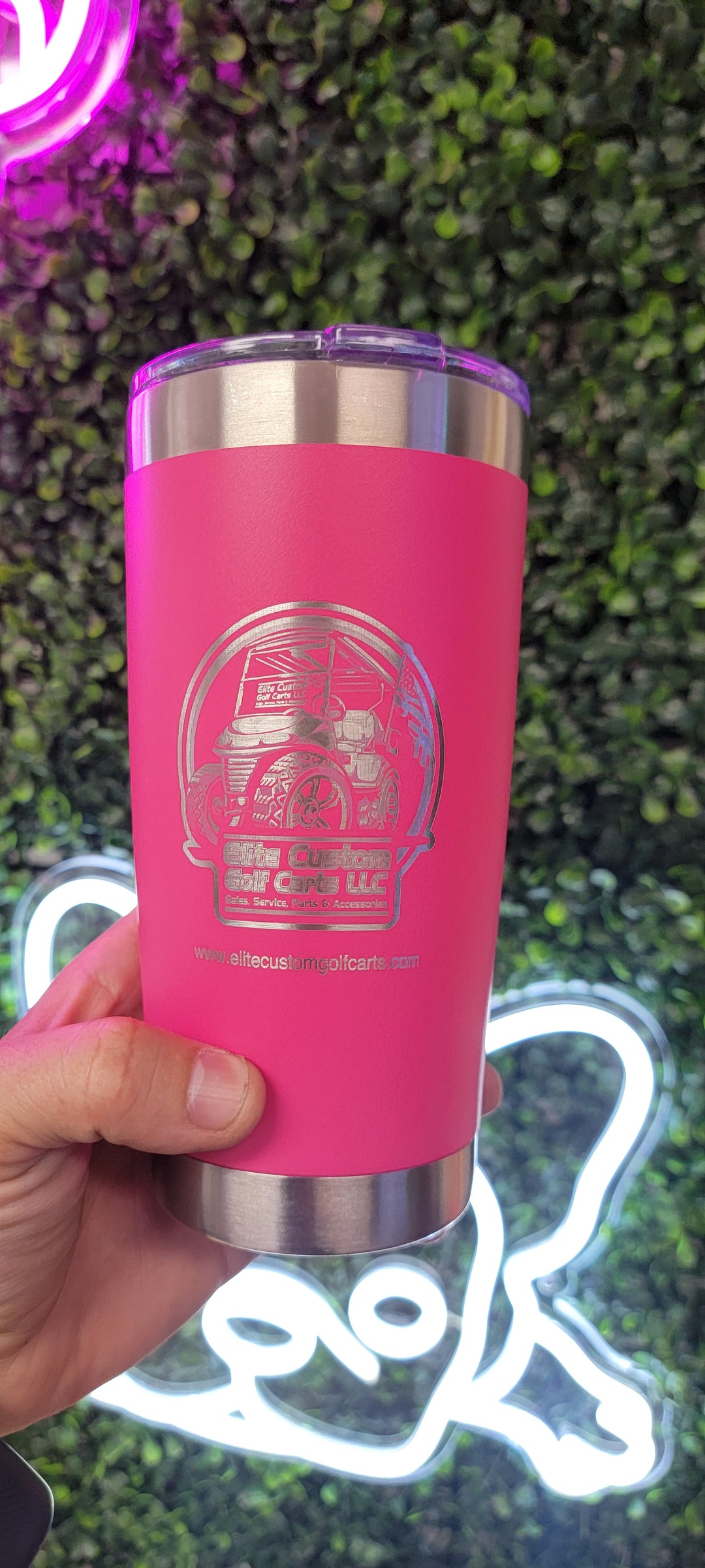 Elite Custom Golf Carts Tumbler Hot Pink