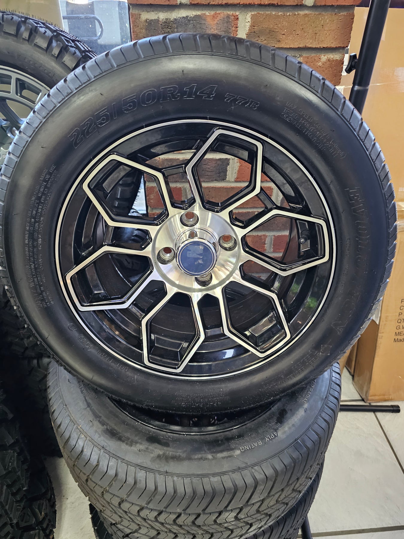 EVOLUTION D5 RANGER GOLF CART WHEELS ON 225/50R-14 DOT TIRE (4-PLY ...