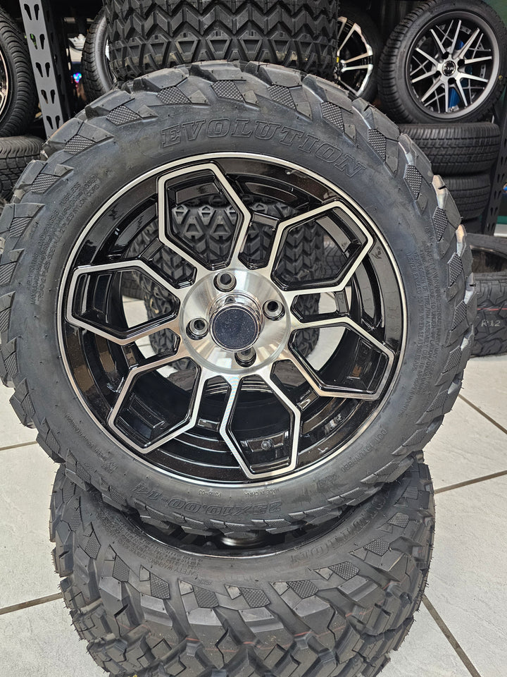 EVOLUTION D5 MAVERICK GOLF CART WHEEL ON 23x10-14 DOT TIRE (4-PLY)