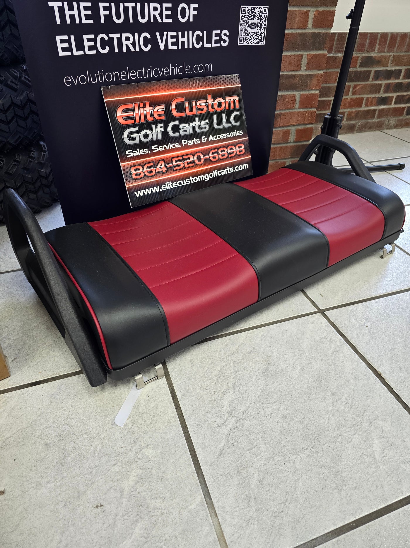 Evolution Golf Cart Candy Apple & Black Front Seat Bottom Cushion