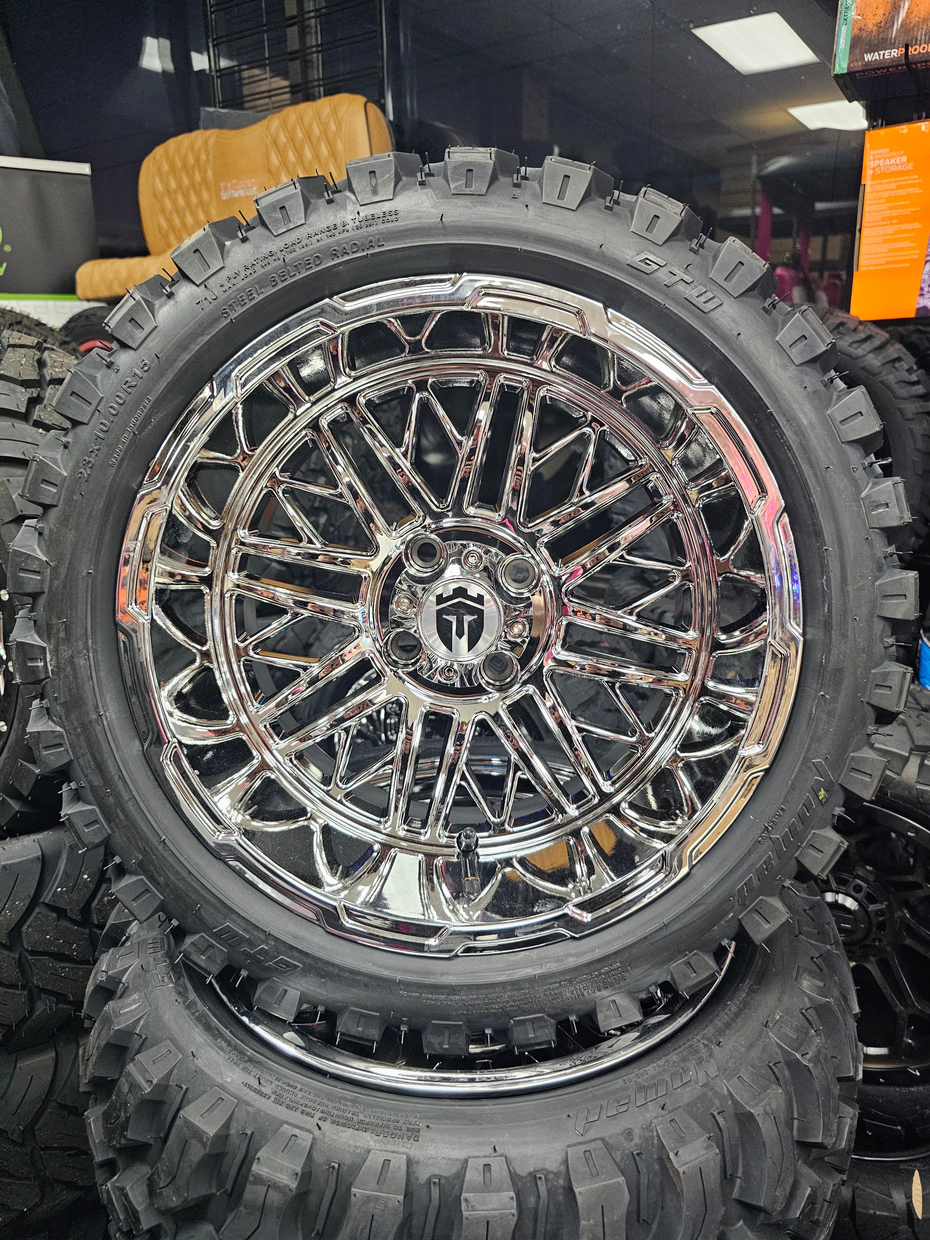 15″ Empire Keng Chrome Wheels Golf Cart Wheels on 15x23