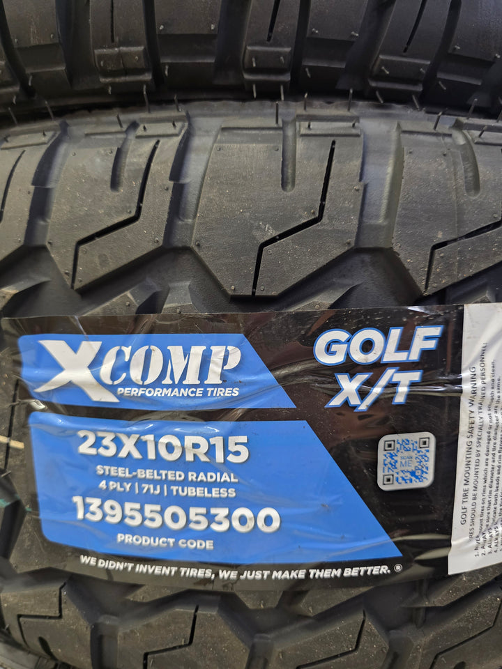 15″ GTW® Barricade Gloss Black Wheels on 15x23" XCOMP X/T Tires (Set of 4)