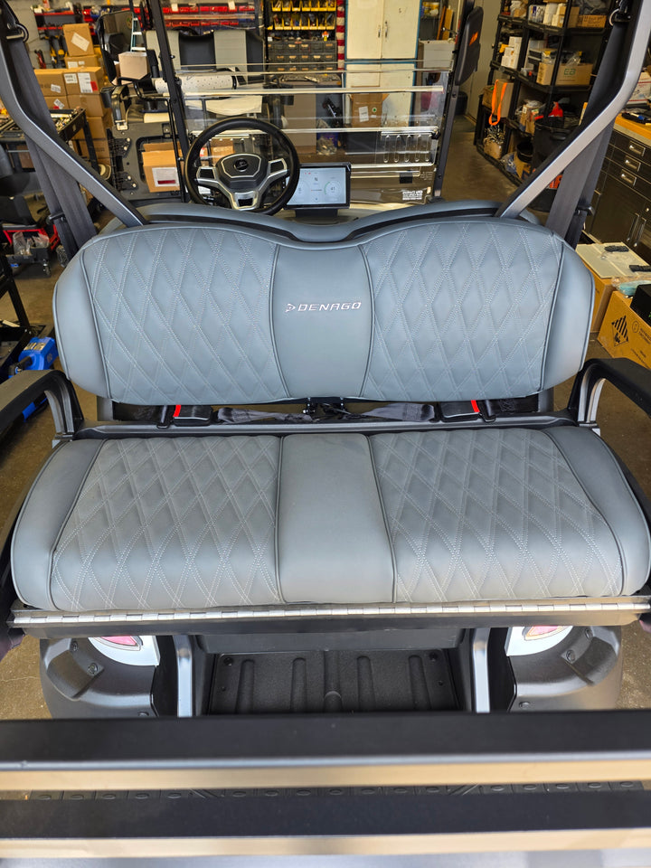 Denago EV Golf Cart Rear Seat Bottom Cushion Factory Gray Diamond Stich
