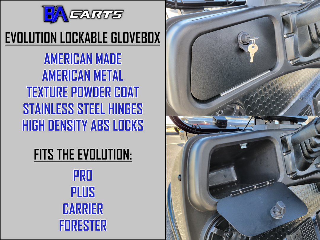 Evolution Golf Cart Lockable Glovebox Kit Fits Classic Plus, Classic Pro, Forester Plus and Carrier Plus Models