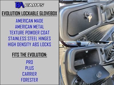 Evolution Golf Cart Lockable Glovebox Kit Fits Classic Plus, Classic Pro, Forrester Plus and Carrier Plus Models
