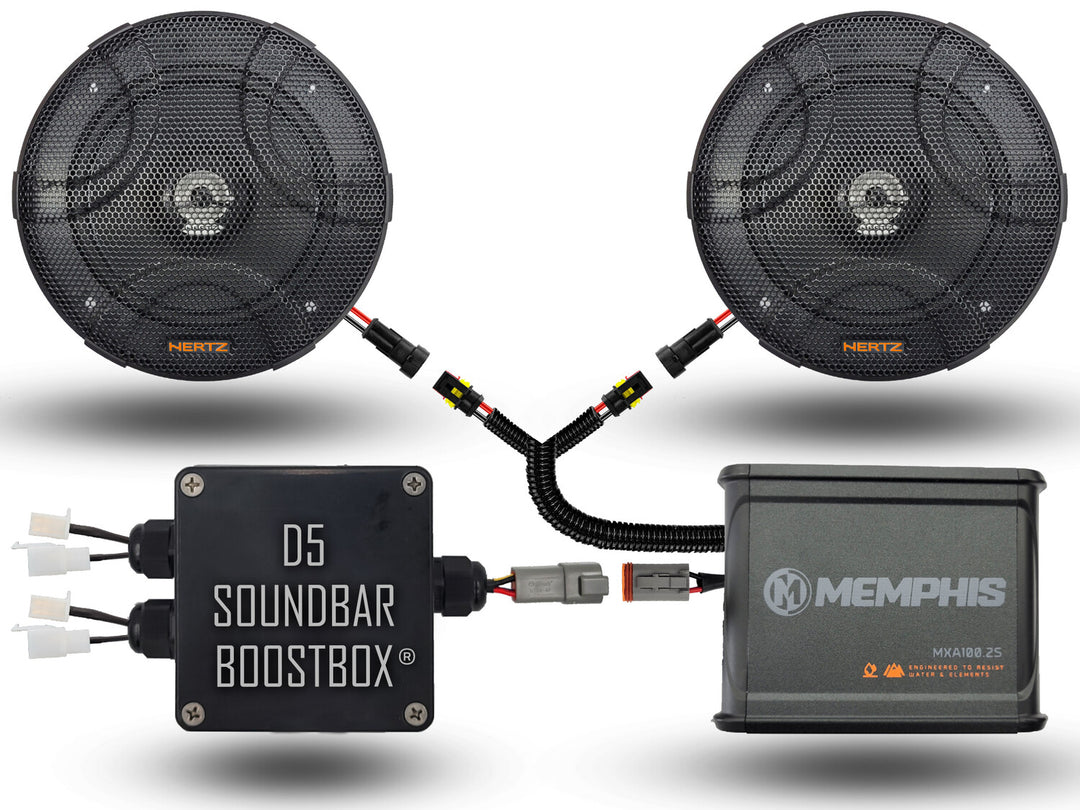 D5 150W Plug N Play 2 Speaker System + Soundbar BoostBox (D5150.2) (Gen 2) D5 150W Plug N Play 2 Speaker System + Soundbar BoostBox (D5150.2) (Gen 2)
