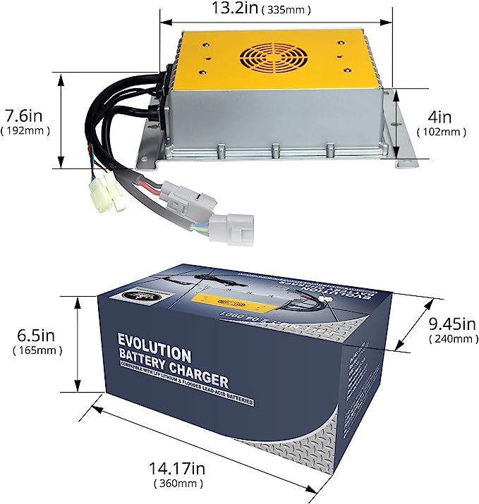 Evolution Golf Cart Charger Fits Classic Plus, Classic Pro, Forrester Plus and Carrier Plus Models