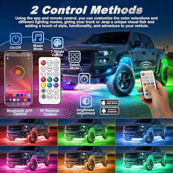 Underglow Light Kit Neon 12V Waterproof Chasing Dreamcolor Magic Multi Color RGB (10 RGB pucks)