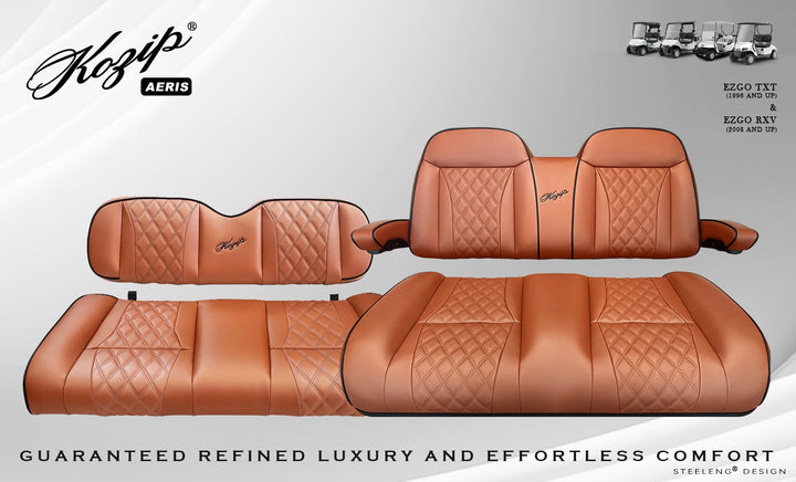 KOZIP E-Z-GO TXT / RXV GOLF CART SEAT CUSHIONS WITH ARMREST BROWN