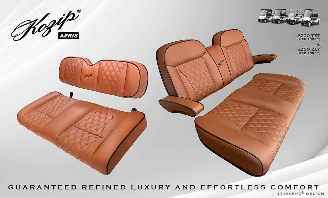KOZIP E-Z-GO TXT / RXV GOLF CART SEAT CUSHIONS WITH ARMREST BROWN
