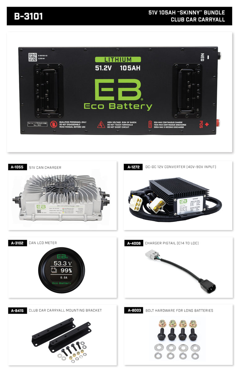 Eco Battery LIFEPO4 Lithium 48v 105ah Skinny Bundle