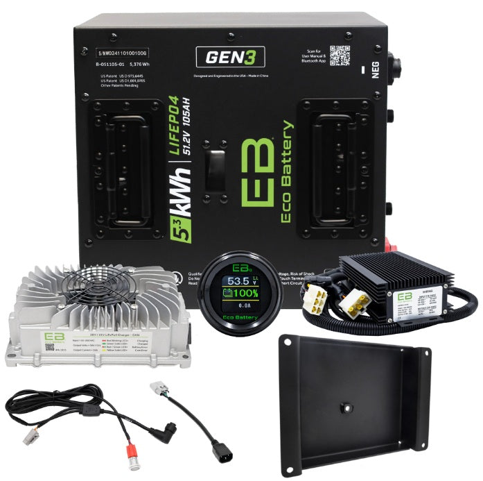 Eco Battery LIFEPO4 Lithium 48v 105ah Golf Cart Battery Bundle