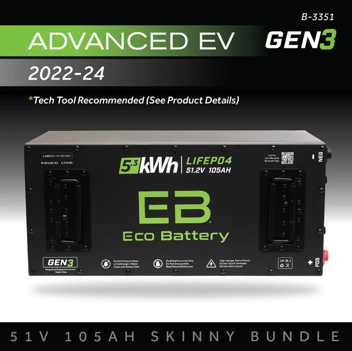 Eco Battery 51V 105AH Skinny LiFePO4 Battery / Heated