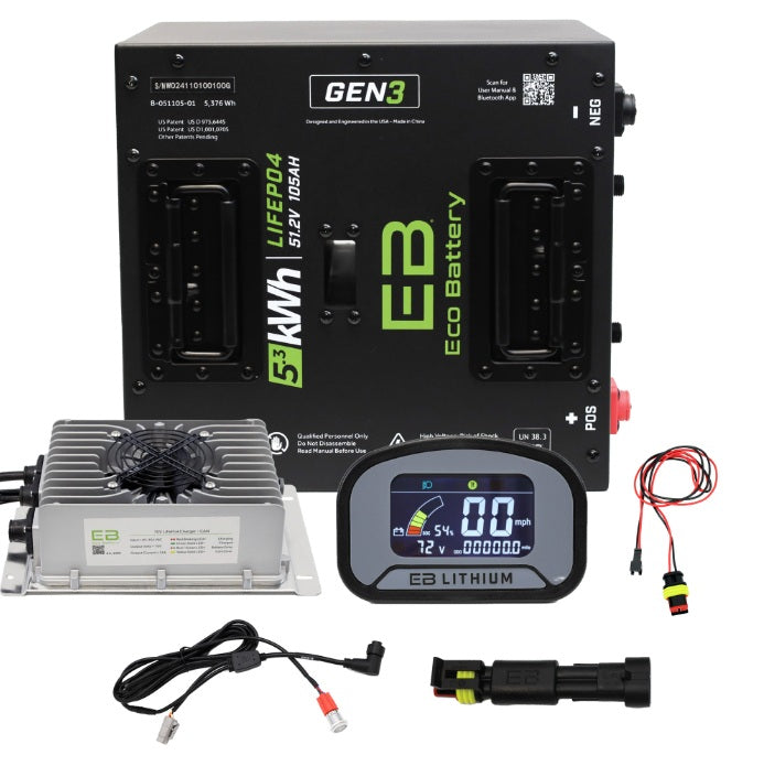 Eco Battery LIFEPO4 Lithium 48v 105ah Golf Cart Battery Bundle