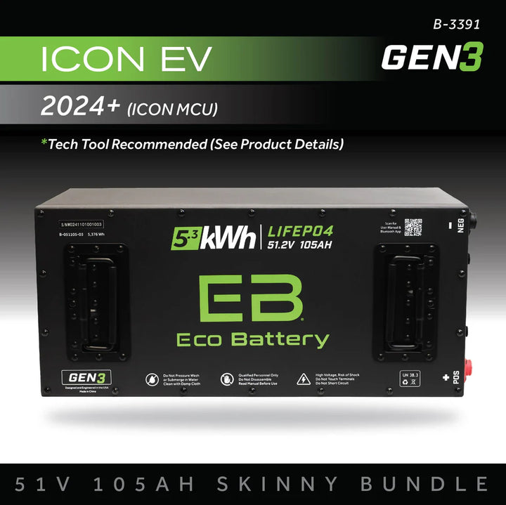 Eco Battery 51V 105AH Skinny LiFePO4 Battery / Heated