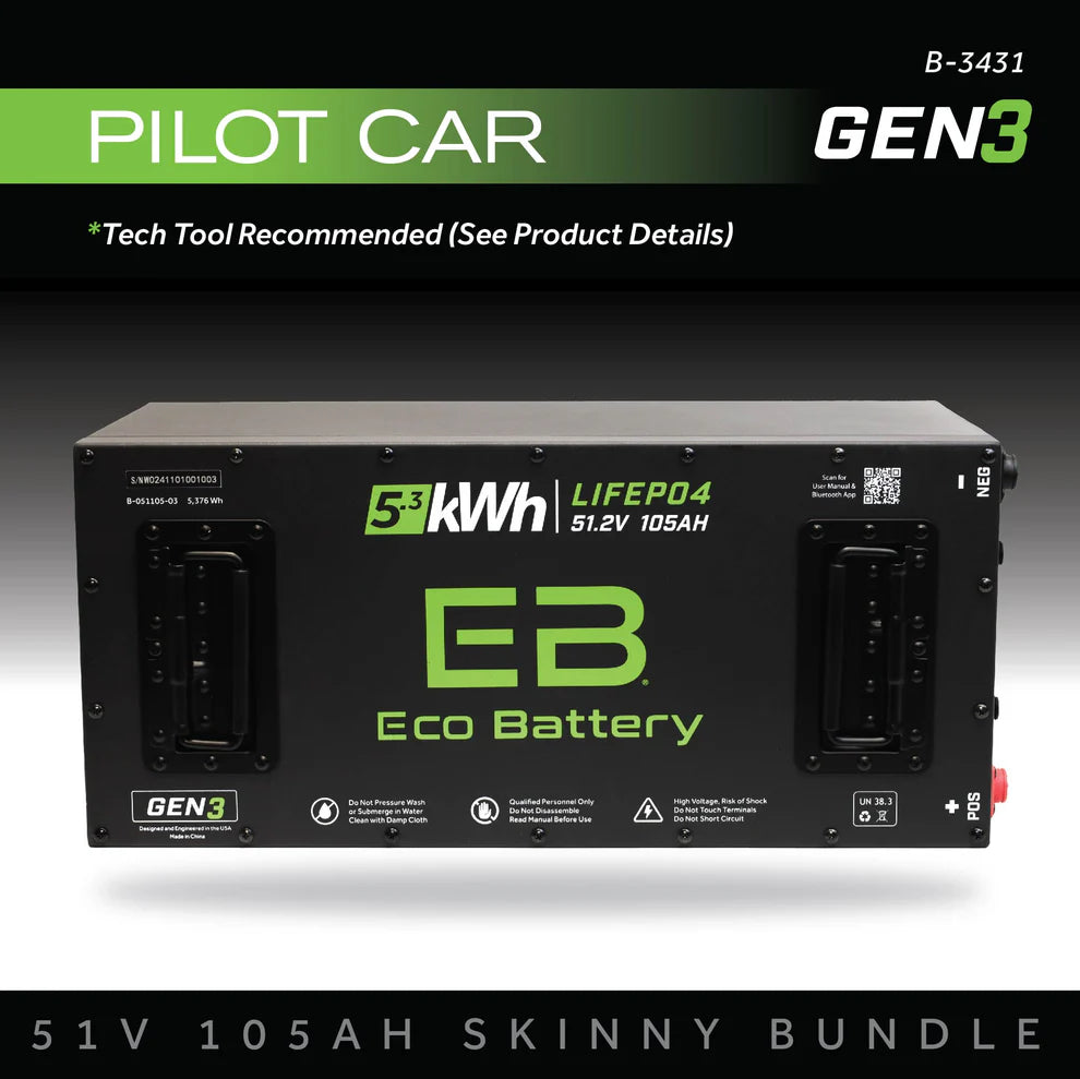 Eco Battery 51V 105AH Skinny LiFePO4 Battery / Heated