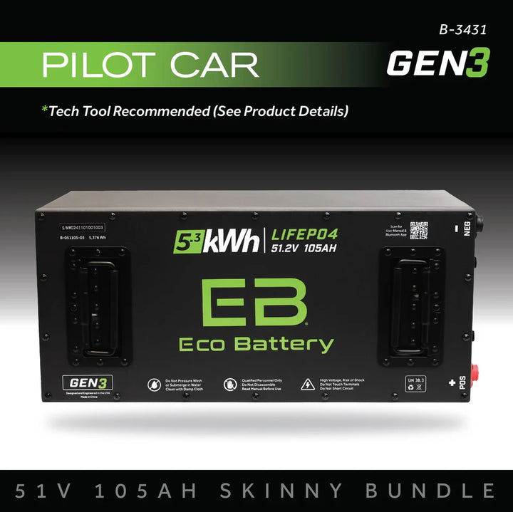 Eco Battery 51V 105AH Skinny LiFePO4 Battery / Heated