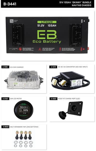 Eco Battery LIFEPO4 Lithium 48v 105ah Skinny Bundle