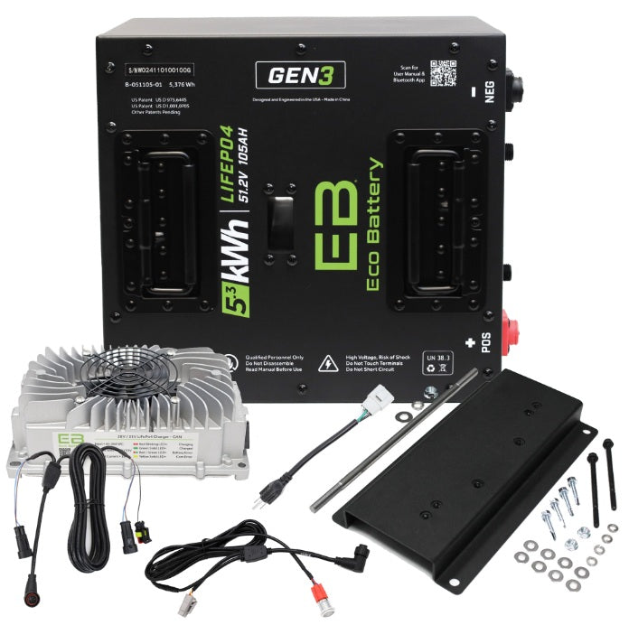 Eco Battery LIFEPO4 Lithium 48v 105ah Golf Cart Battery Bundle