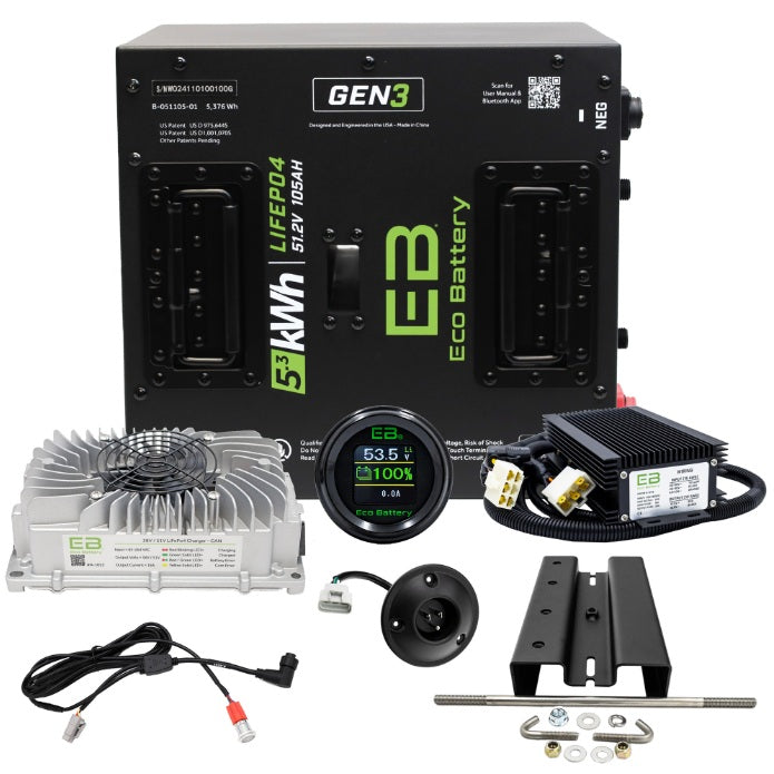 Eco Battery LIFEPO4 Lithium 48v 105ah Golf Cart Battery Bundle