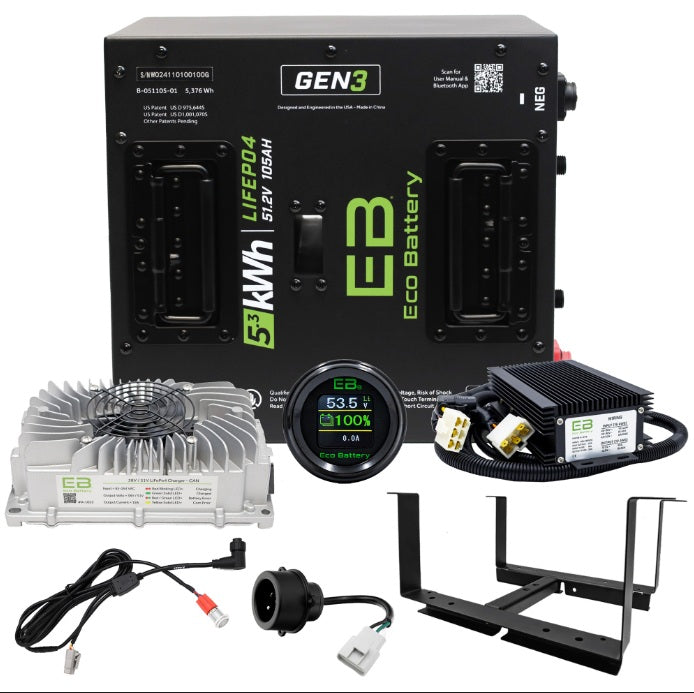 Eco Battery LIFEPO4 Lithium 48v 105ah Golf Cart Battery Bundle