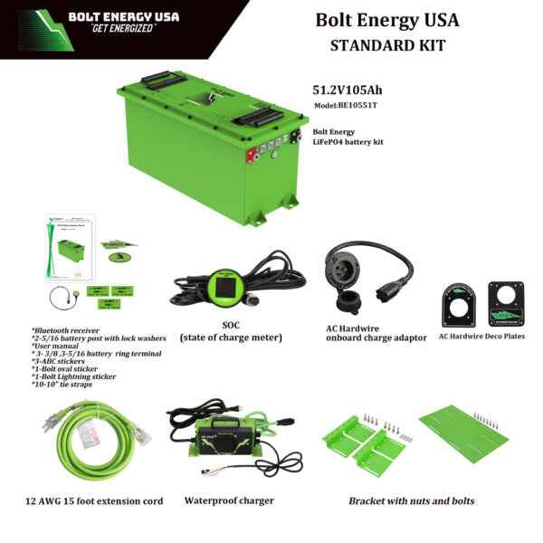 Bolt Energy 105AH 48 Volt THIN Golf Cart Lithium Battery - Standard Kit