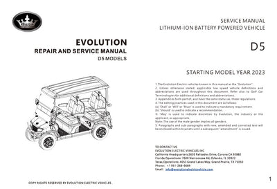 EVOLUTION REPAIR AND SERVICE MANUAL FOR D5 MODELS (DIGITAL DOWNLOAD ONLY READ PRODUCT DESCRIPTION)