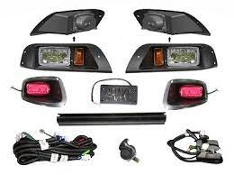 EZGO TXT Golf Cart LED Deluxe Street Legal Light Kit 1996-2013 Gas and Electric with Brake Pad 12-48 Volts