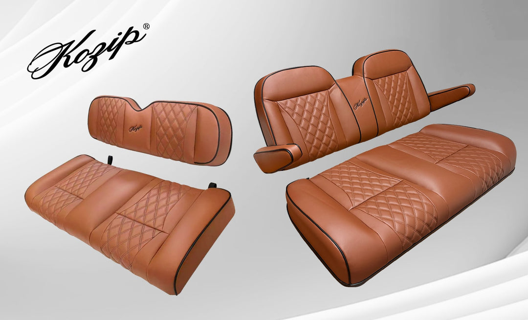 KOZIP CLUB CAR GOLF CART SEAT CUSHIONS WITH ARMREST BROWN