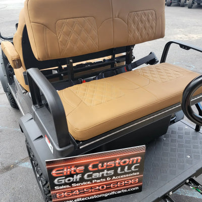 Ezgo Golf Cart Legacy Series Premium Double Diamond Stich Peanut Butter Seats w/Armrest in Fits Ezgo Golf Carts