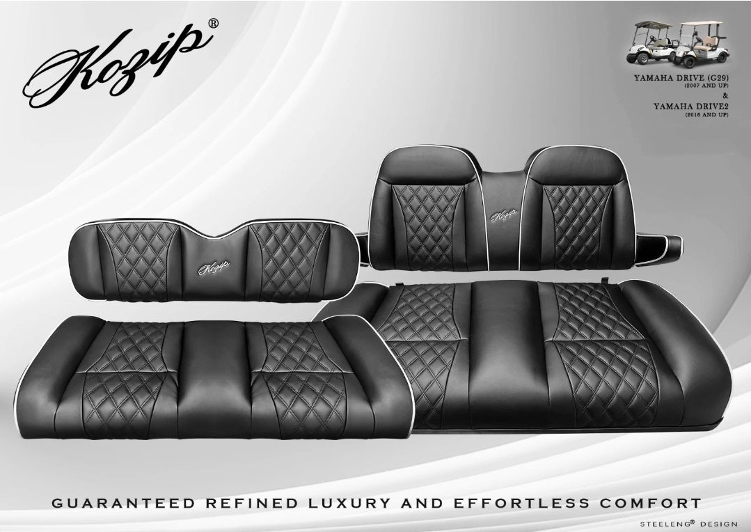 KOZIP YAMAHA G29/DRIVE2 GOLF CART SEAT CUSHIONS WITH ARMREST BLACK