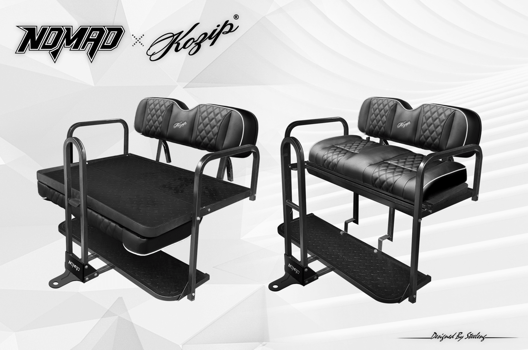 NOMAD Rear Flip Seat Frame (only) for Club Car Precedent/Tempo/Onward – NEW Polymer footplate