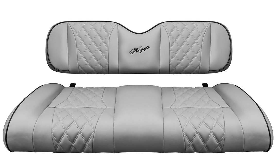Kozip Rear Seat Cushion Set – Gray Base Diamond Cross Stich with Black Piping