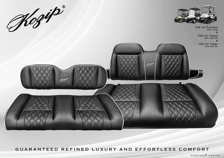 KOZIP E-Z-GO TXT GOLF CART SEAT CUSHIONS WITH ARMREST BLACK