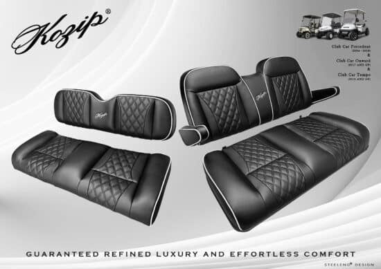 KOZIP E-Z-GO TXT GOLF CART SEAT CUSHIONS WITH ARMREST BLACK