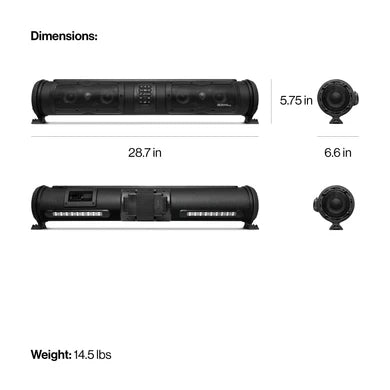 Ecoxgear 28" SoundExtreme SEB28 Amplified Powersports Bluetooth 8 Speaker Soundbar with LED Lighting &amp; 500 Watts of Peak Power