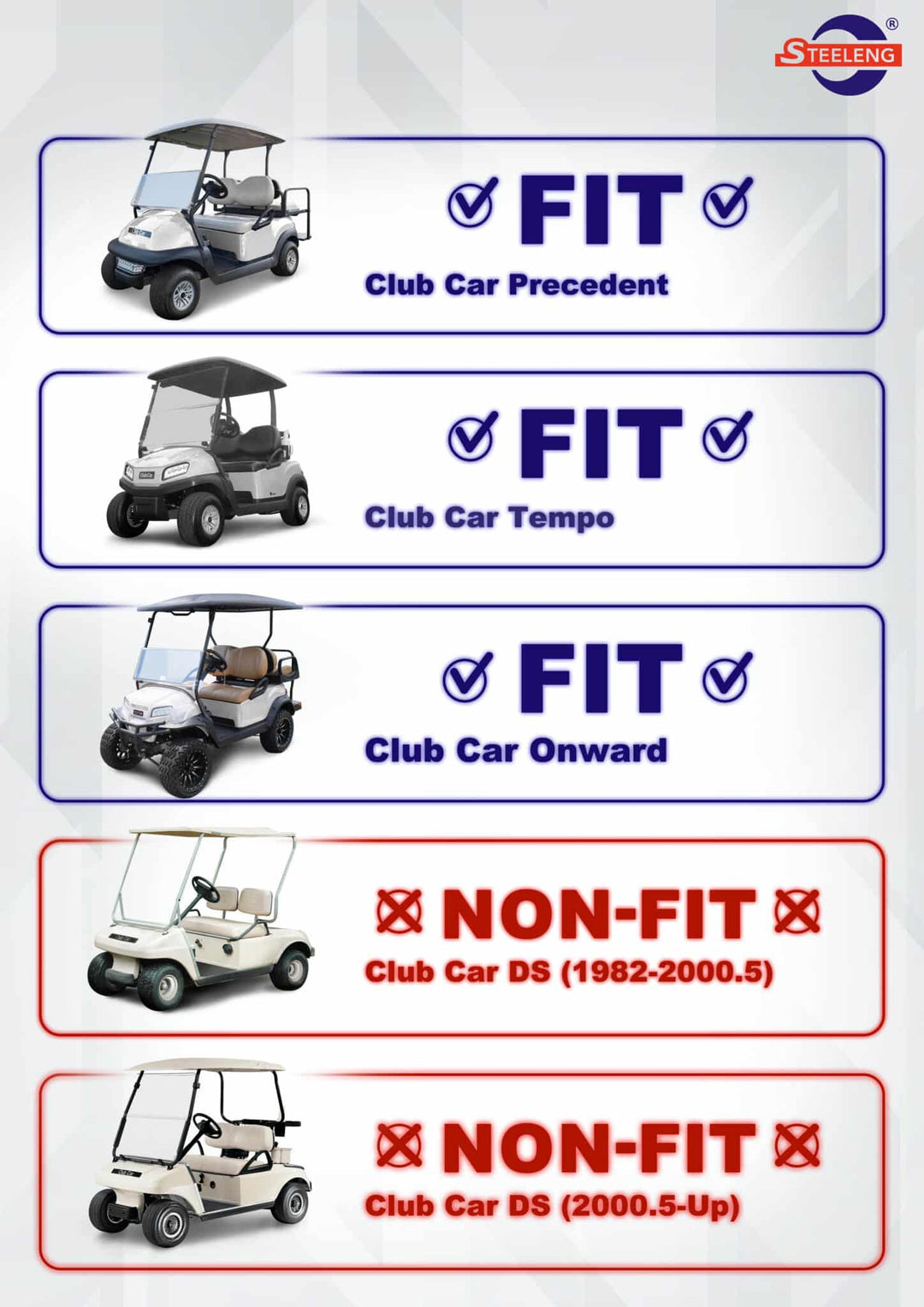 NOMAD Rear Flip Seat Frame (only) for Club Car Precedent/Tempo/Onward – NEW Polymer footplate