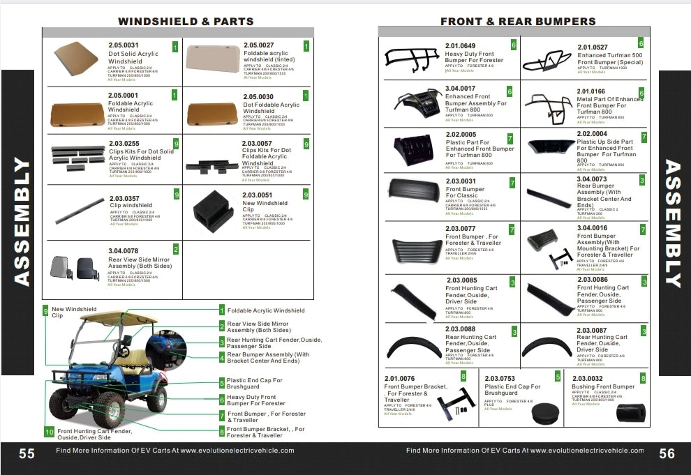 EVOLUTION GOLF CART PARTS DIGITAL CATALOG FOR CLASSIC, FORESTER, CARRI