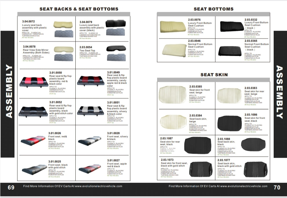 EVOLUTION GOLF CART PARTS DIGITAL CATALOG FOR CLASSIC, FORESTER, CARRI